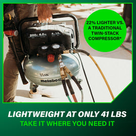 Metabo HPT THE TANK powers framing, siding, and finish tasks on site.