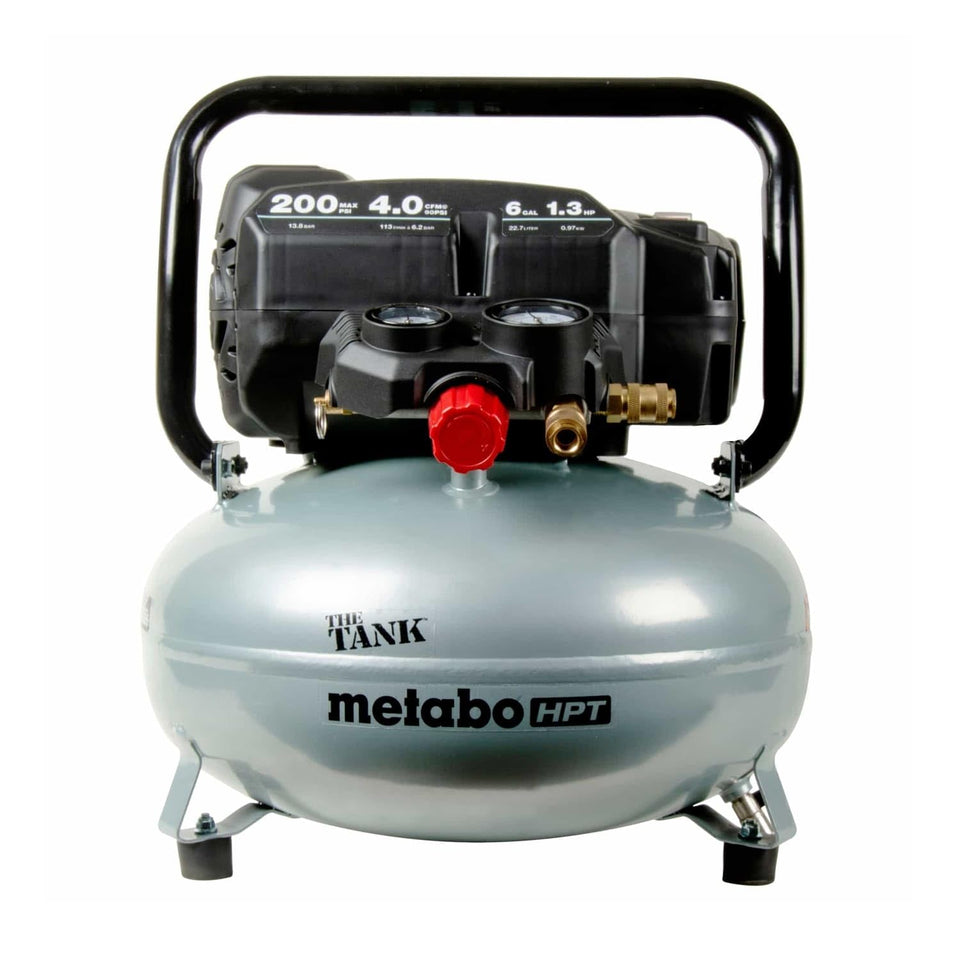Metabo HPT THE TANK portable air compressor, front view for on-site portability.