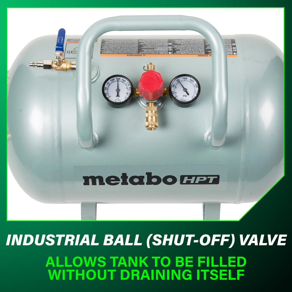 Metabo HPT UA3810AB roll cage protects regulator and gauges