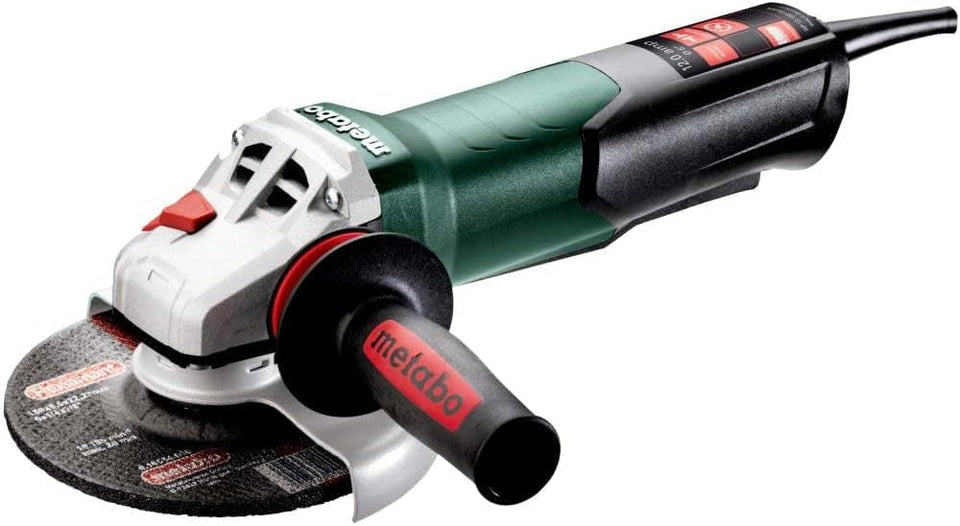 Metabo HPT WP 13-150 grinder with adjustable guard for safer metal grinding.