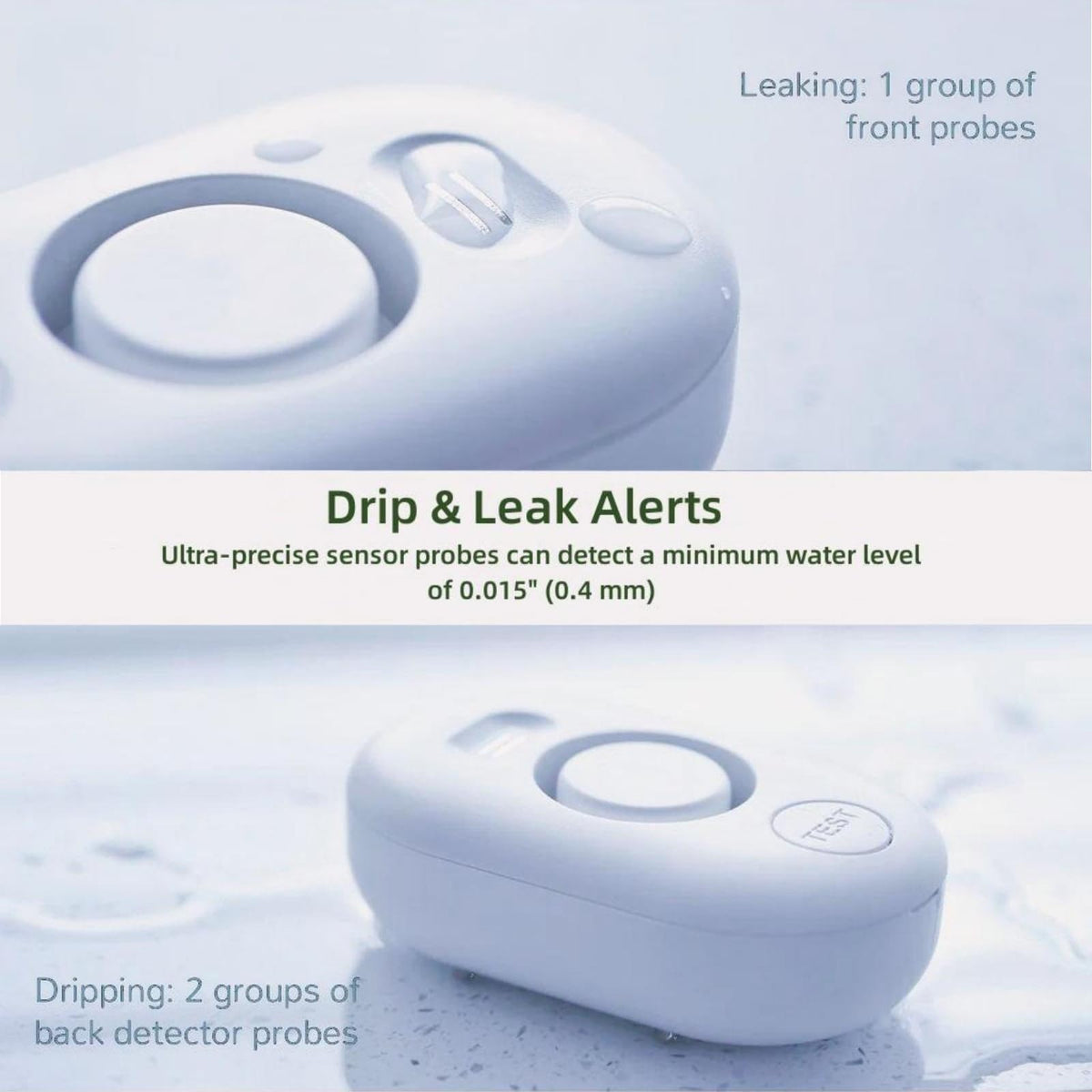 METAK water leak detector rear probes monitor hidden moisture.