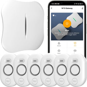 METAK WiFi water leak detector front view ready for real-time alerts.