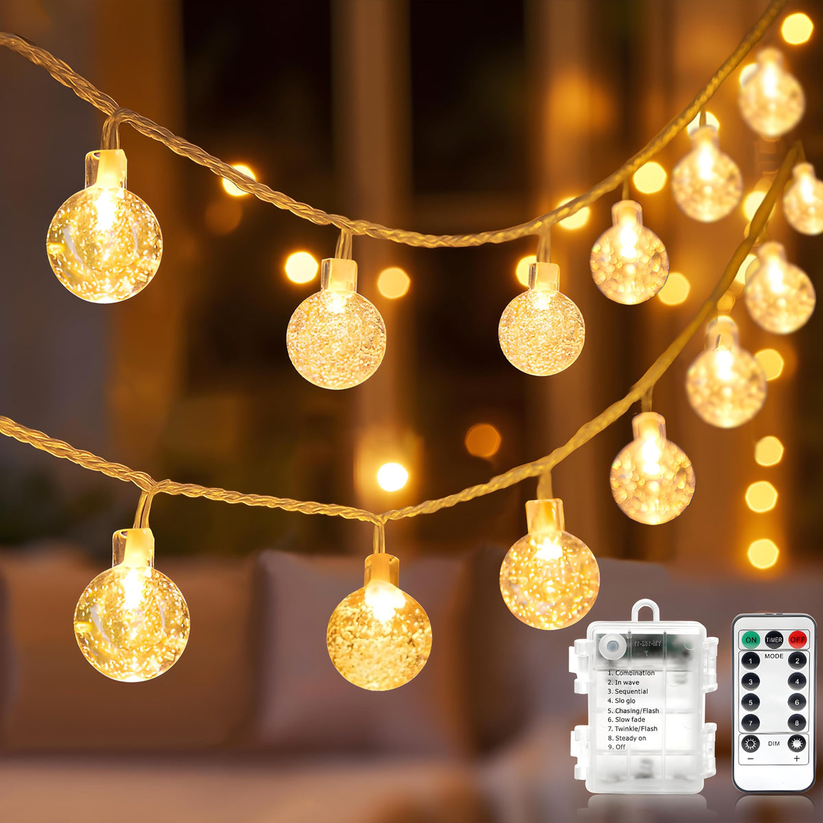 Metaku Globe 50LED crystal globes illuminate outdoor spaces with festive glow