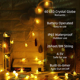 Metaku 60LED crystal globes create bright, elegant night glow