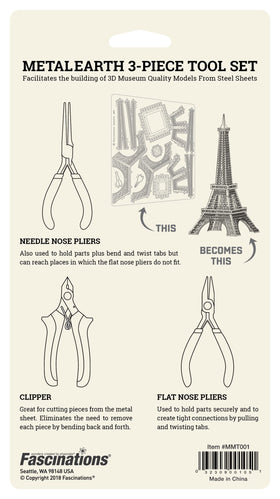 Metal Earth Needle Nose Pliers for secure holds and reaching tight spaces during assembly.