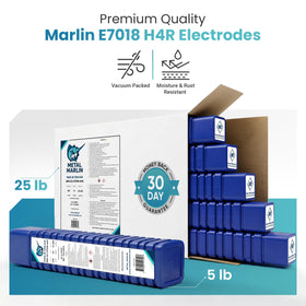 Metal Marlin E7018 H4R vacuum-packed packaging protects moisture-sensitive electrodes