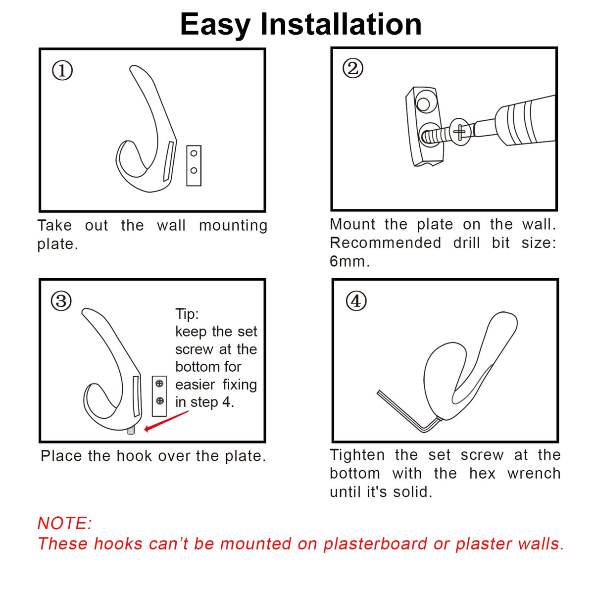 Metaliby packaging includes screws and DIY mounting guide.