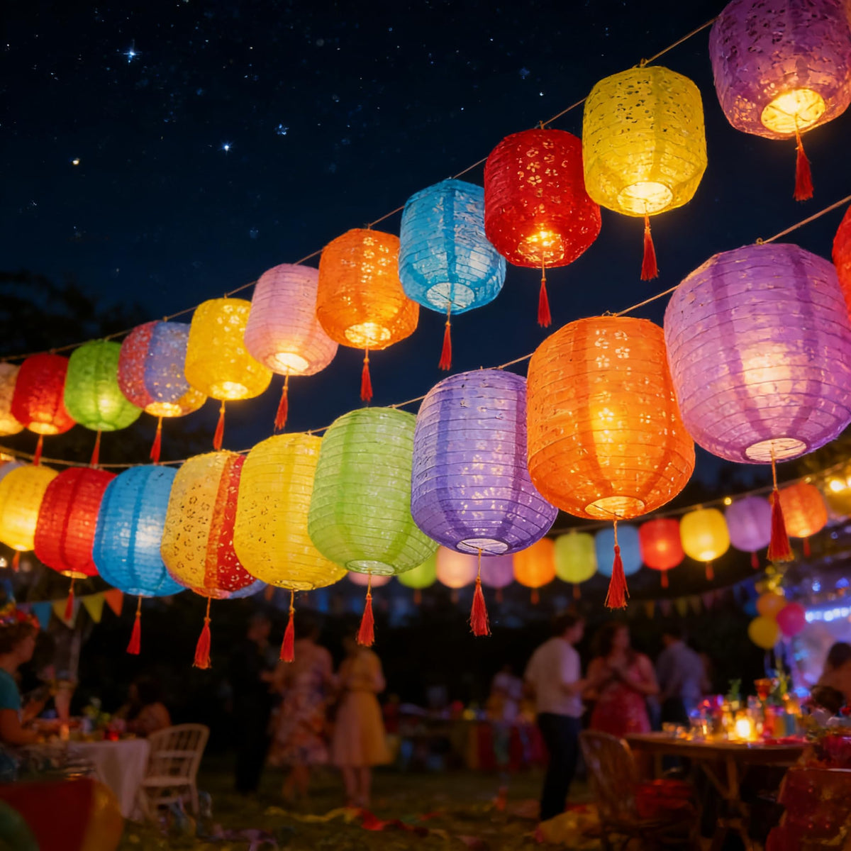 Metany pink lantern LED lights add playful ambiance to celebrations.