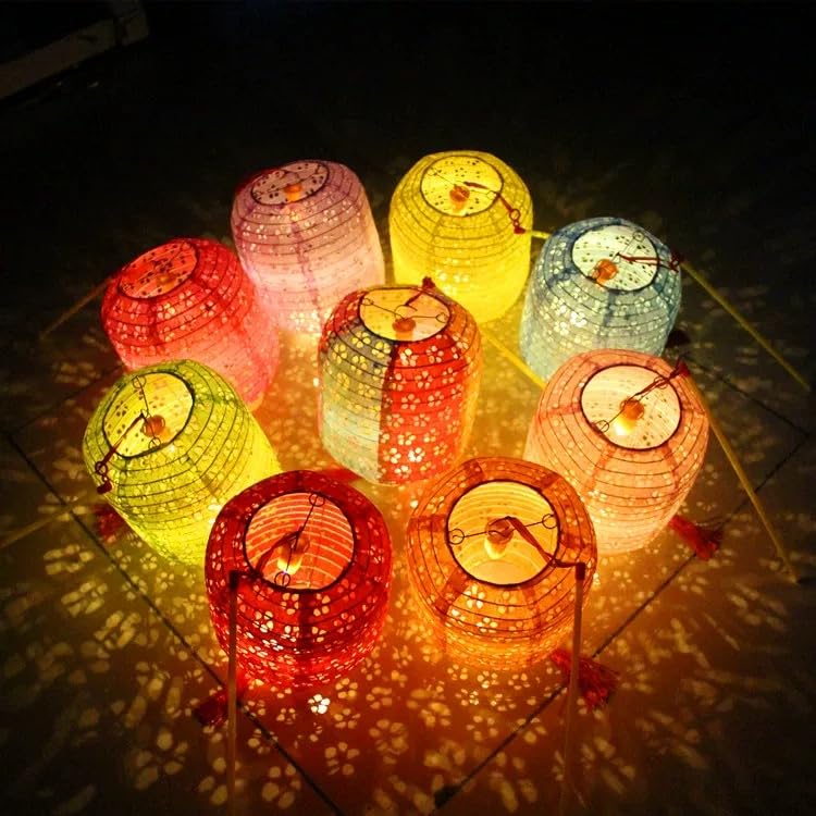 Metany paper lantern red LED for vibrant indoor decor.