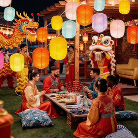 Metany rose-red lanterns brighten Valentine decor with warm light.
