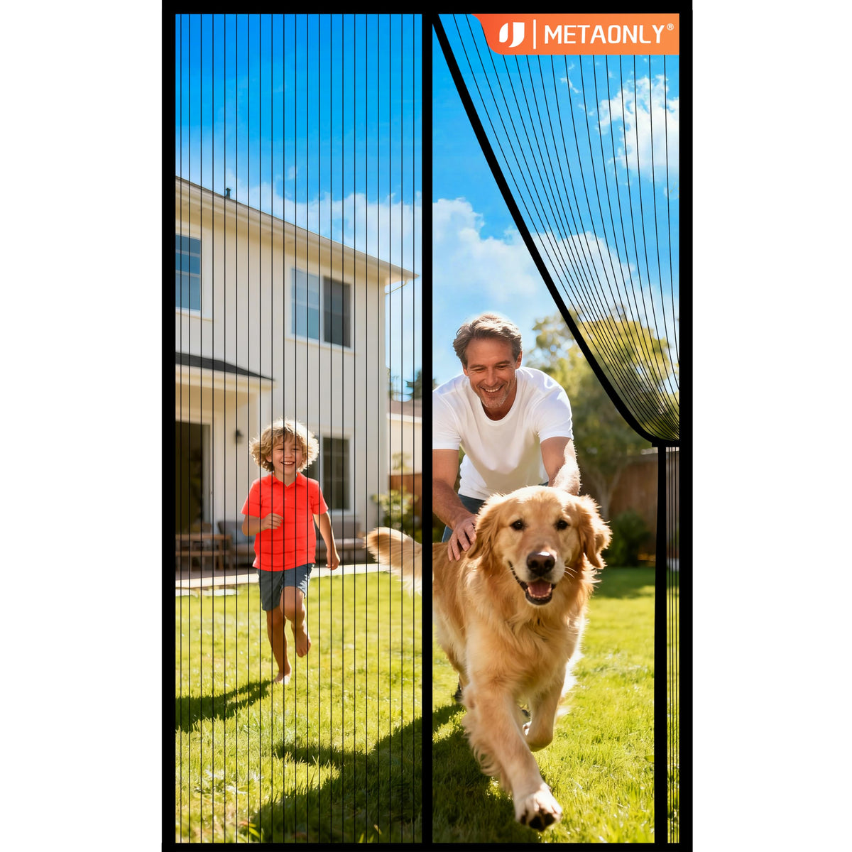 METAONLY magnetic screen door closeup weave shows durable mesh for frequent use and airflow.