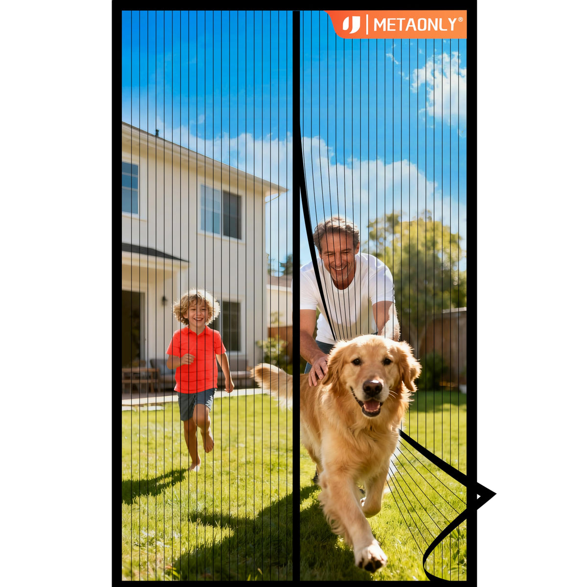 METAONLY magnetic screen door front view shows airflow and insect protection