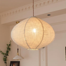 METHEDEECO oval hanging lamp shade 16-inch with linen texture for soft, inviting illumination.