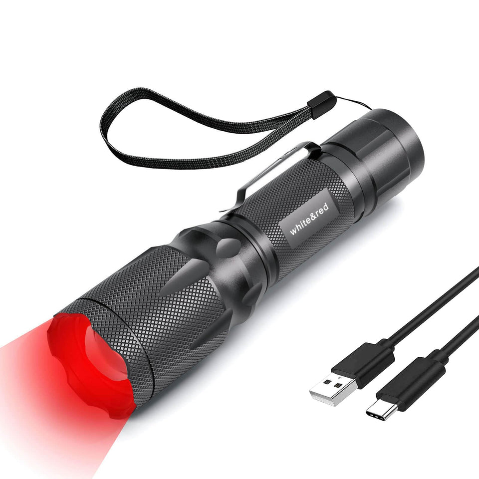 METII red flashlight compact body for easy portability and quick tasks.