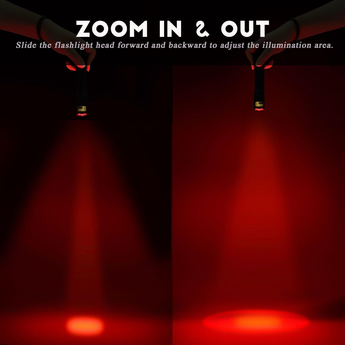 METII Upgraded Red Flashlight white mode, bright everyday illumination
