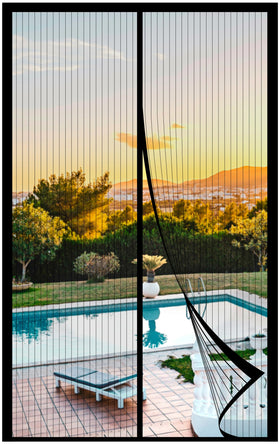 METAONLY magnetic screen door close-up highlights durable mesh and strong magnets for smooth passage.