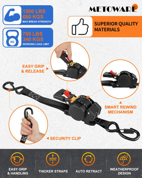 METOWARE auto retract reel keeps straps neatly stored