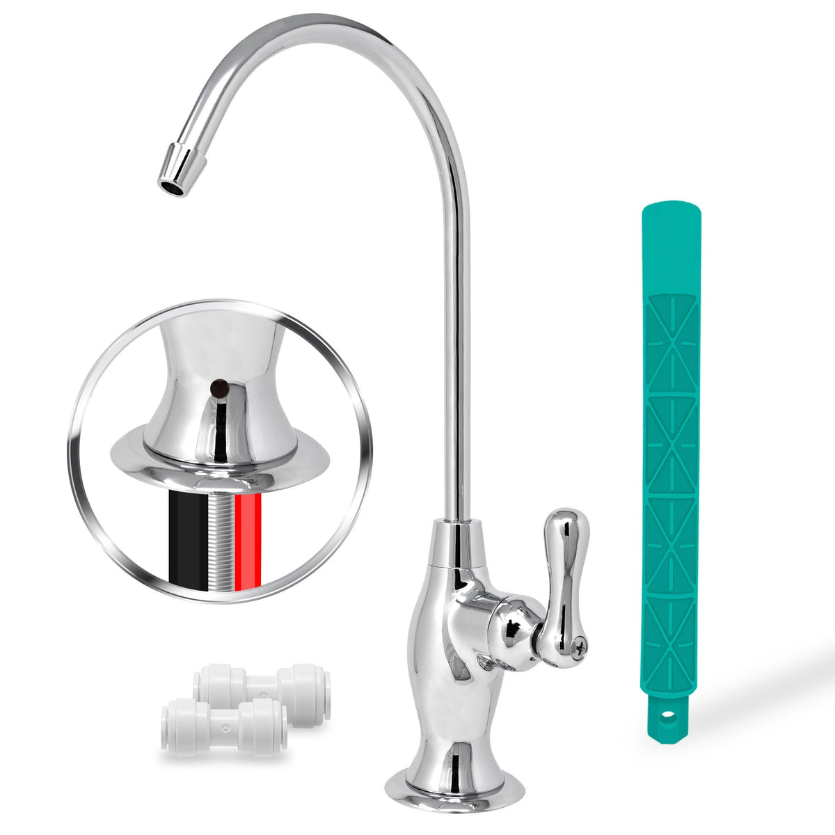 Metpure Airgap RO faucet with three ports in chrome for flexible filtration setups