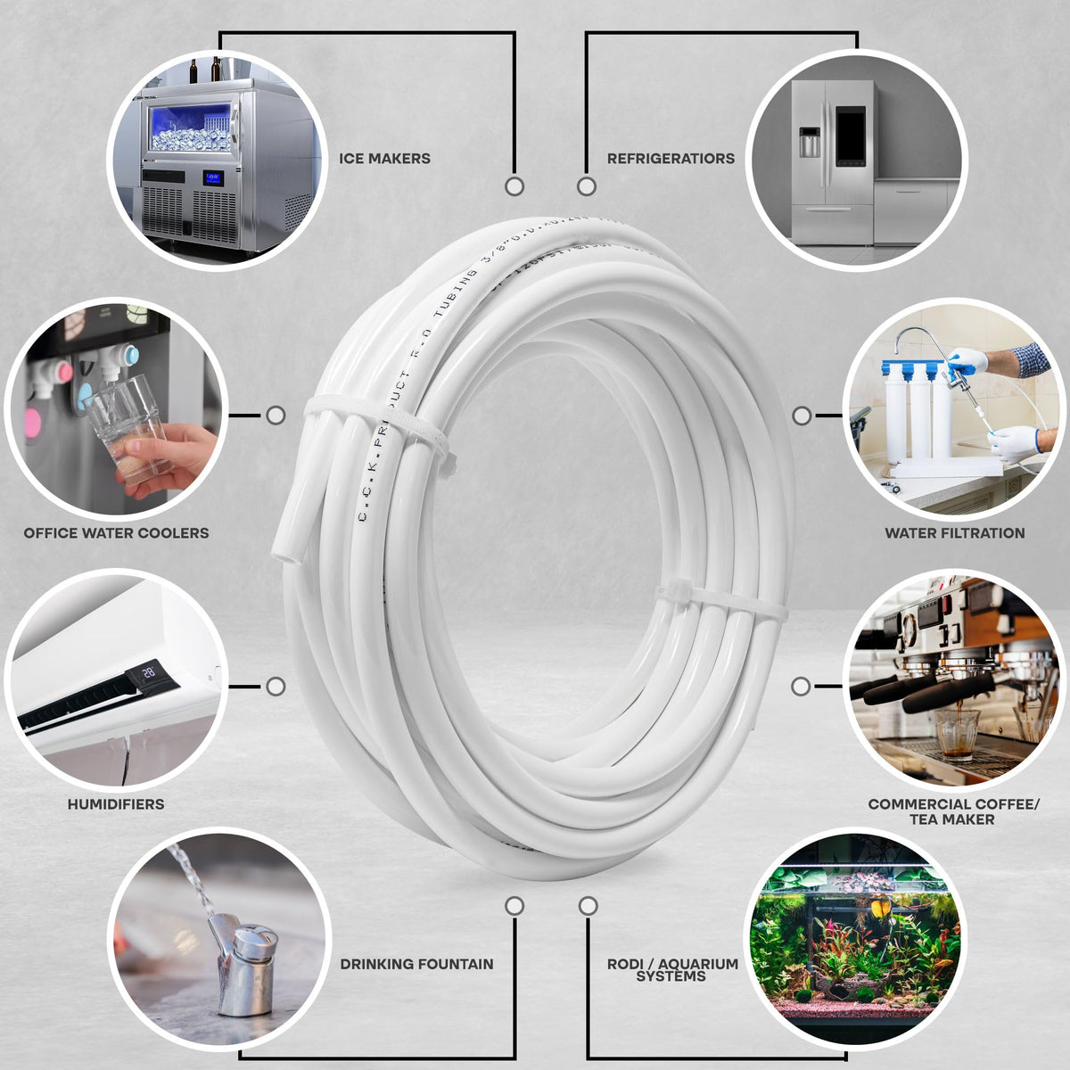 Metpure 3/8-OD tubing ready for coffee machine connection use