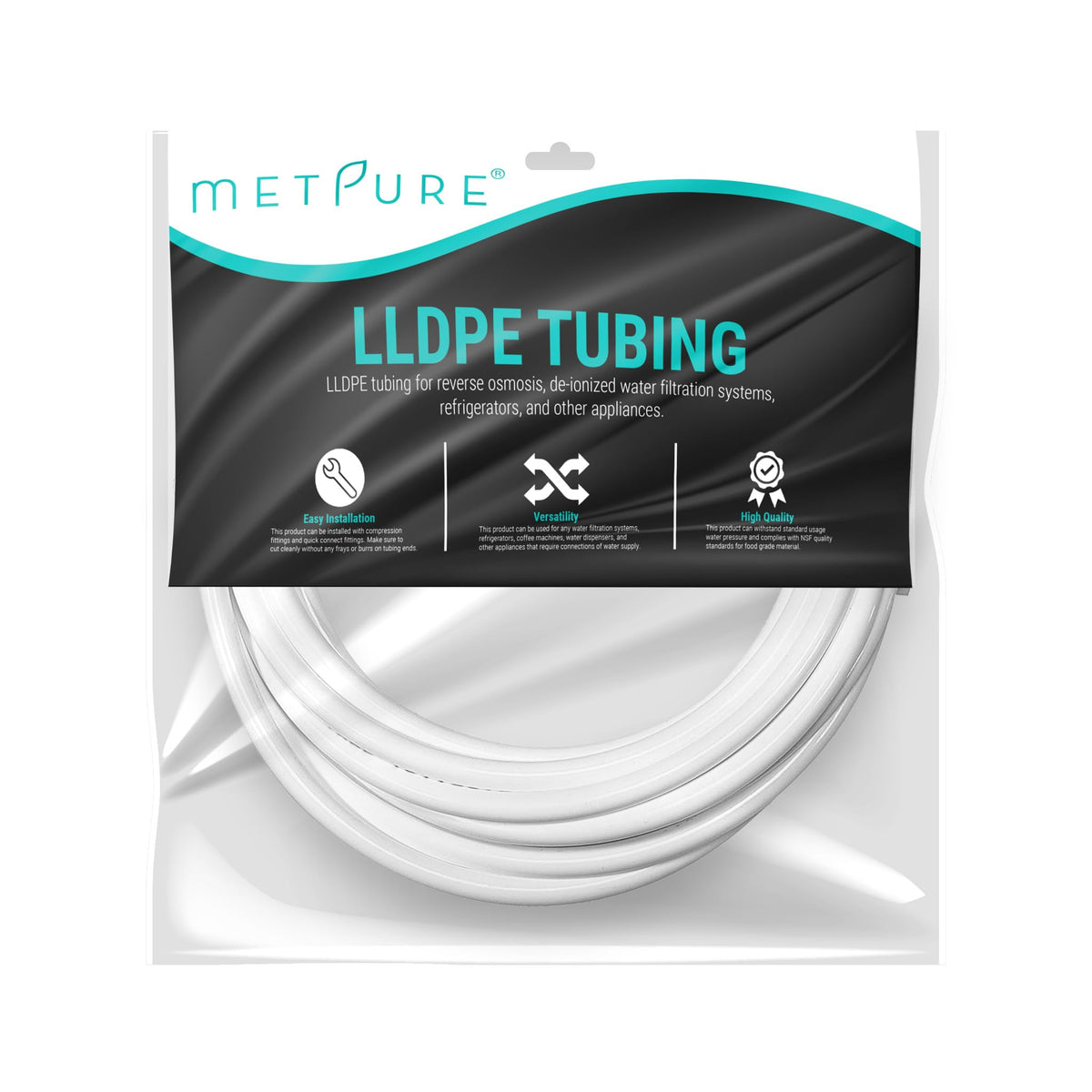 Metpure 3/8-OD tubing being installed in an RO system for clean water supply