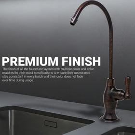Metpure vase-style RO faucet complements kitchen decor while filtering water.