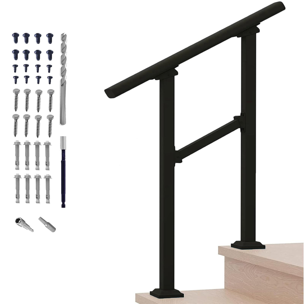 Metty Metal 2-step handrail on outdoor stairs for stable footing