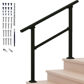 Metty Metal 3-step handrail for outdoor steps provides secure grip and stability.