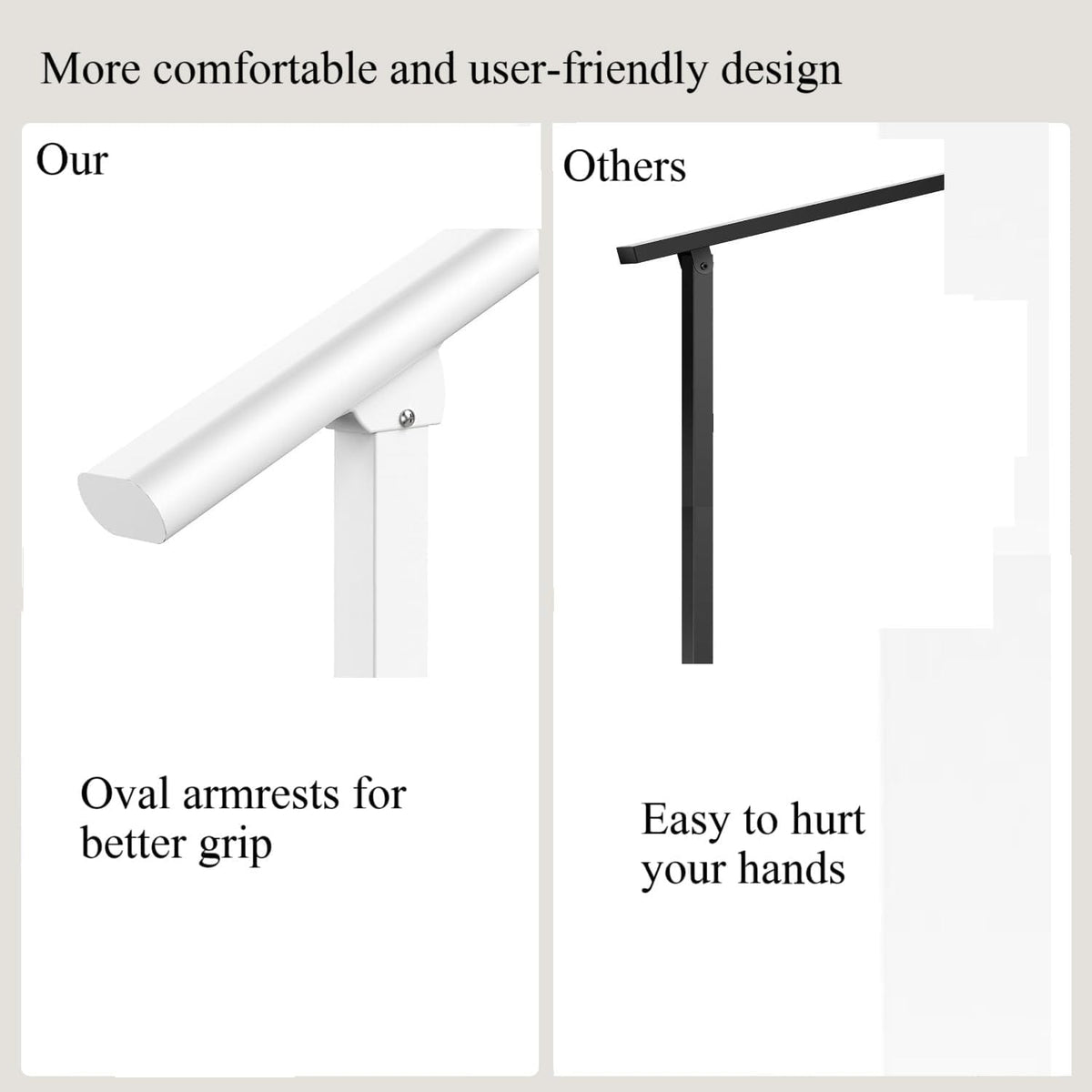 Metty Metal two-step rail with adjustable angle for versatile stair configurations.