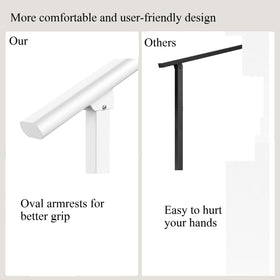 Metty Metal two-step rail with adjustable angle for versatile stair configurations.