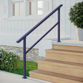Metty Metal black finish enhances porch and garden stairs with modern style