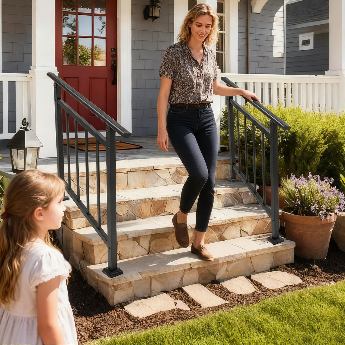 Metty Metal durable black powder-coated finish resists rust and peeling in outdoor conditions