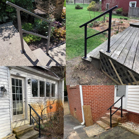 Metty Metal exterior stair rail withstands weather without sacrificing style.