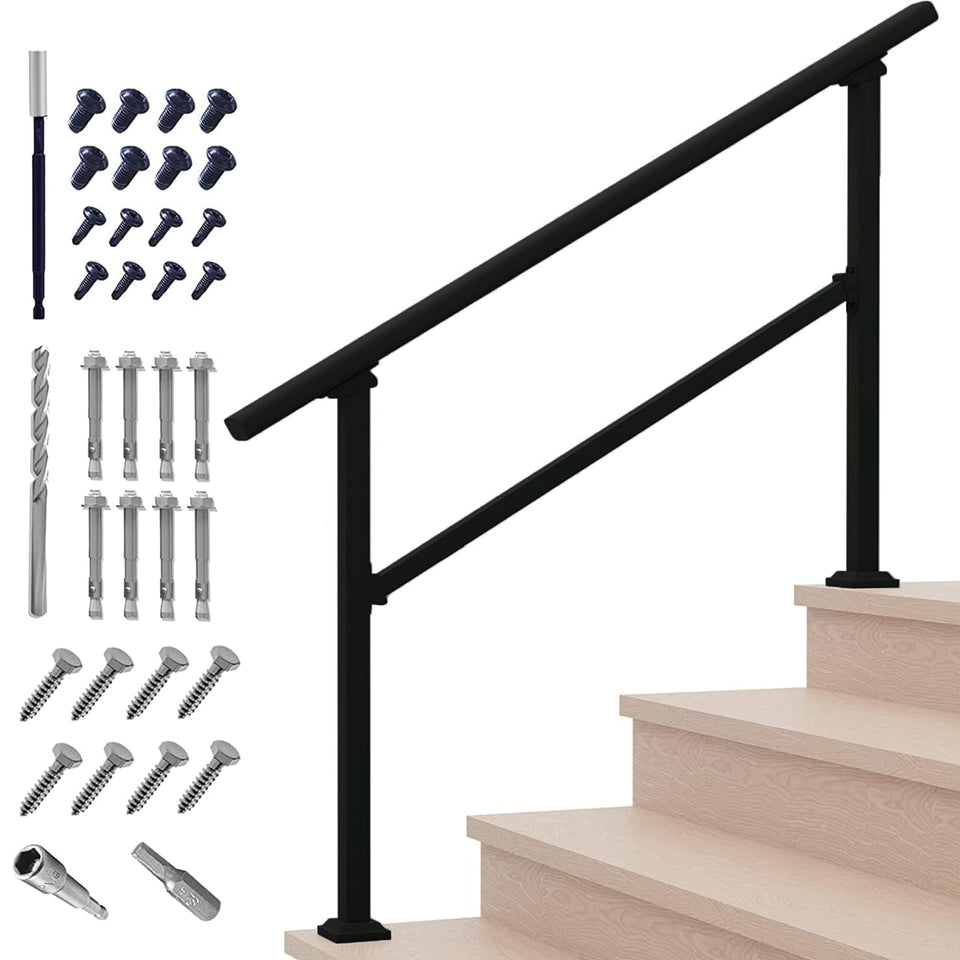 Metty Metal handrails for outdoor steps 52in length, safer outdoor access