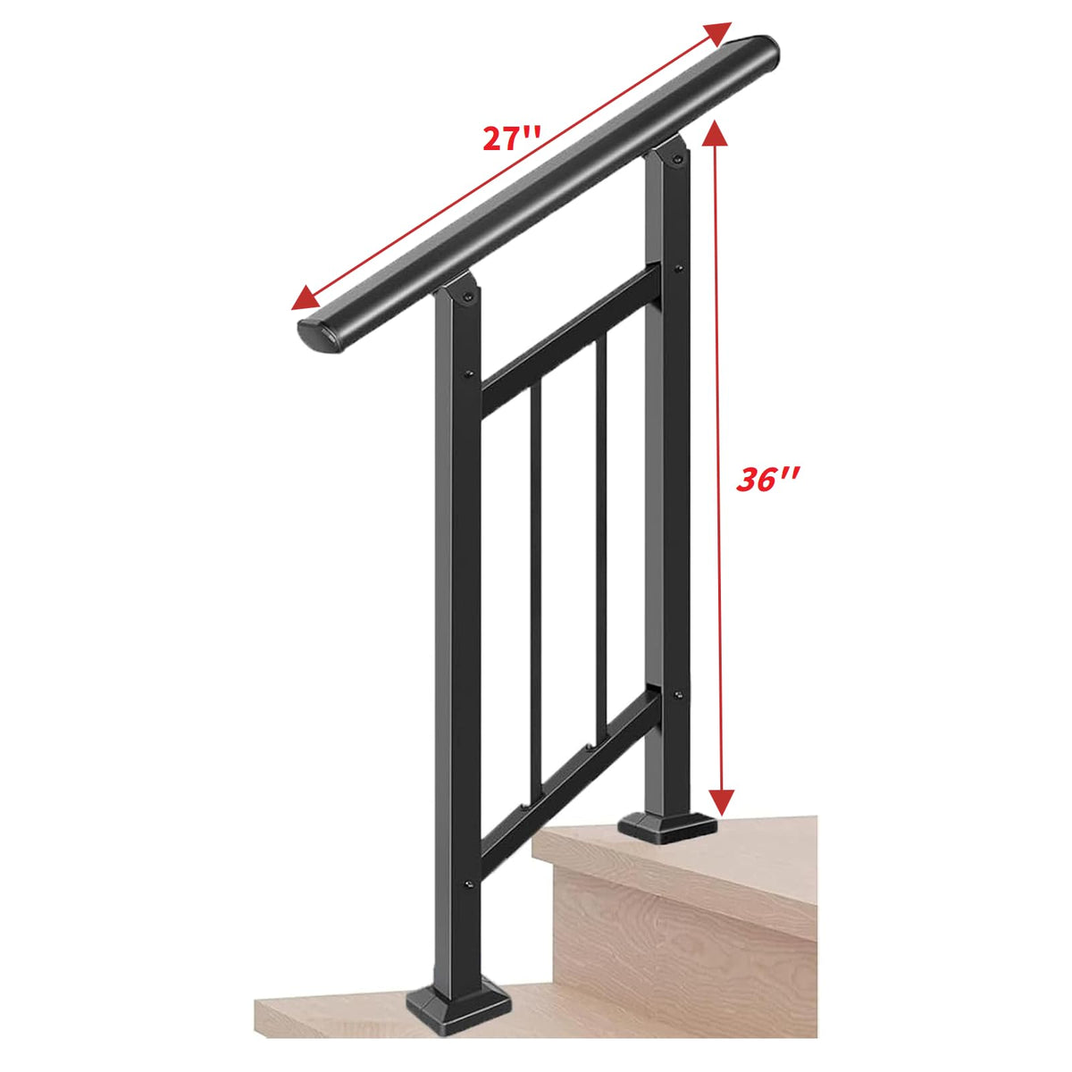 Metty Metal indoor stair rail kit in black offers secure grip and quick setup