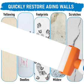 Meuvcol 500g white paint offers wide coverage for multiple spots.