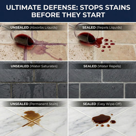 Meuvcol grout sealer demonstrating wide coverage for long-lasting grout protection.