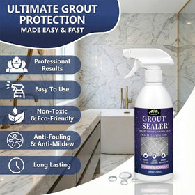 Meuvcol grout sealer in action on shower tiles for stain resistance.