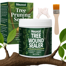 Meuvcol tree wound sealer on bark seals a cut and protects moisture