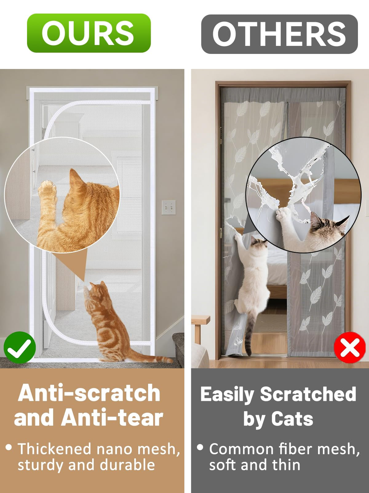 MEWTOGO reinforced cat screen door hooks and fasteners ensure secure installation.