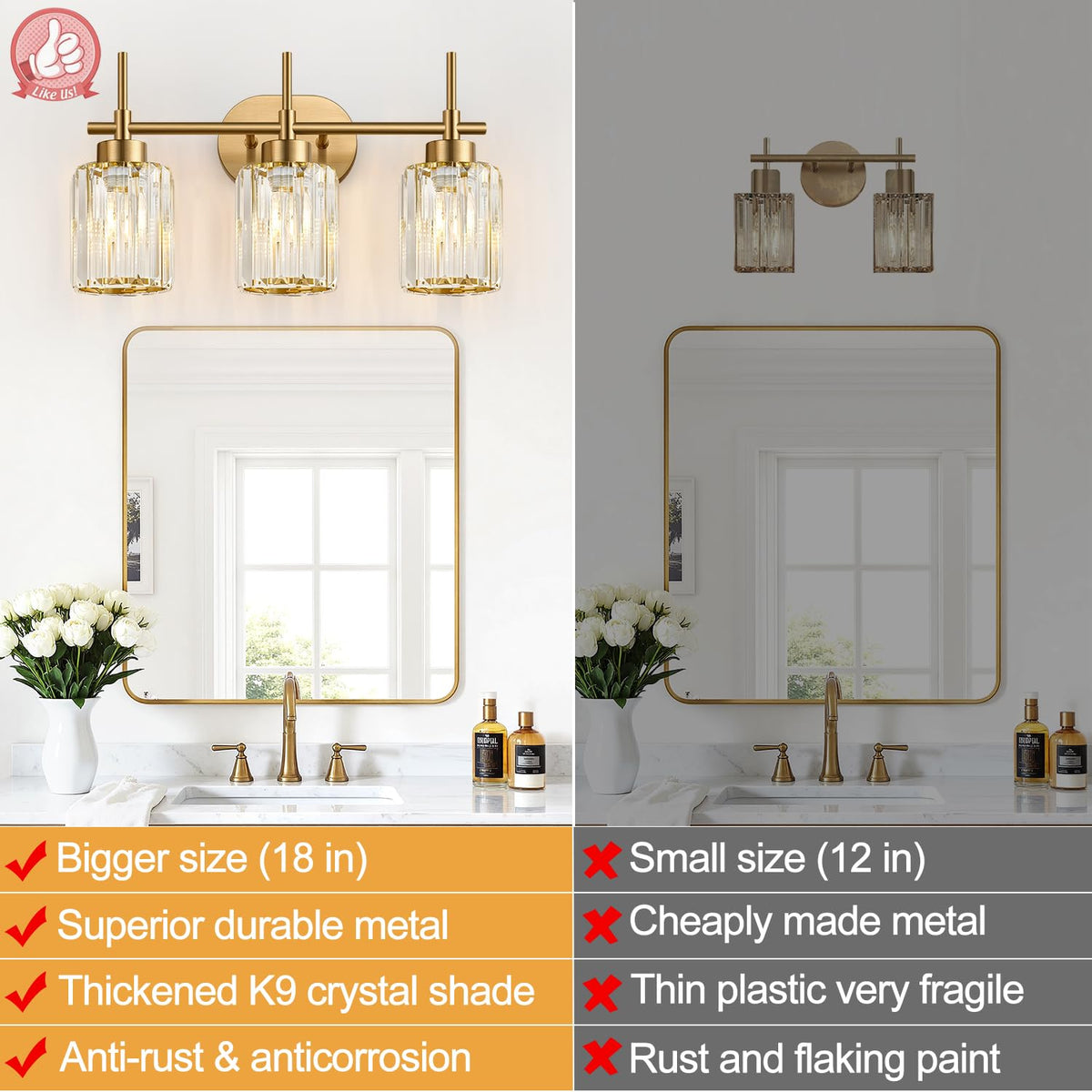 Meybiok 3-light fixture compatible with LED bulbs and dimming options