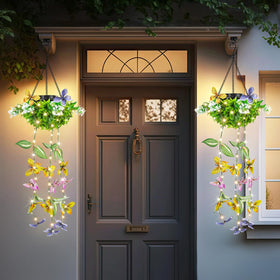 MEYCEMT Butterflies and flowers lantern hanging lights create playful garden decor.