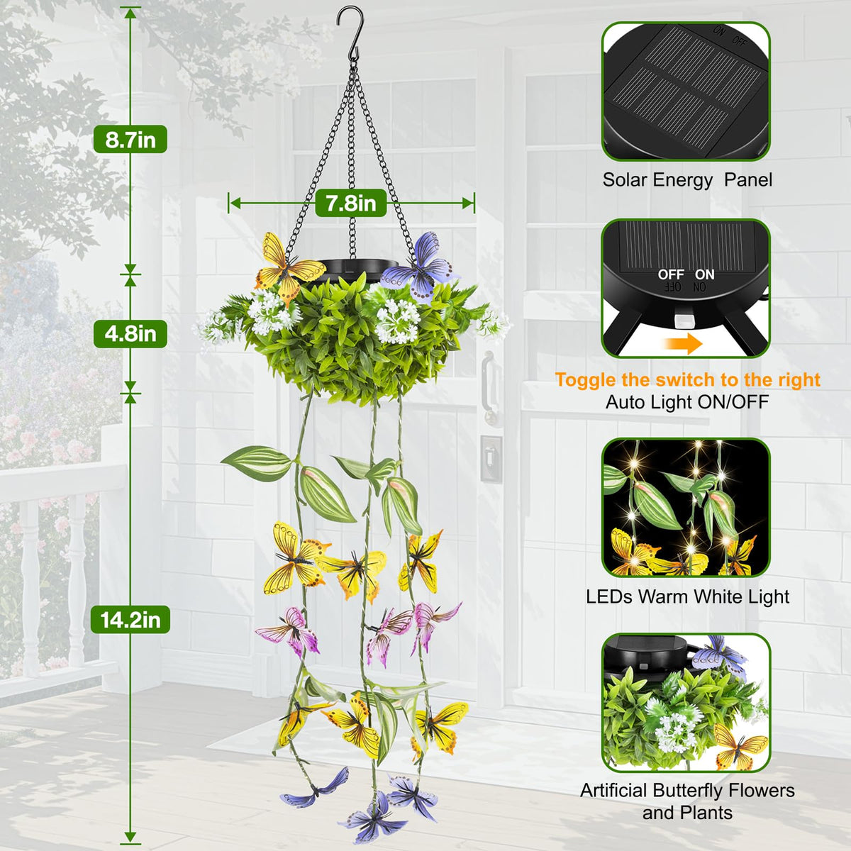MEYCEMT IP65 waterproof butterfly lights resist rain and sun for durable outdoor displays.
