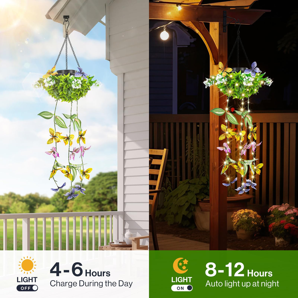MEYCEMT Solar panel charging enables up to 12 hours of glow after sunny days.