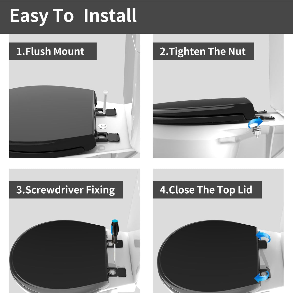Meydrdou PP material seat in black for durable hygiene
