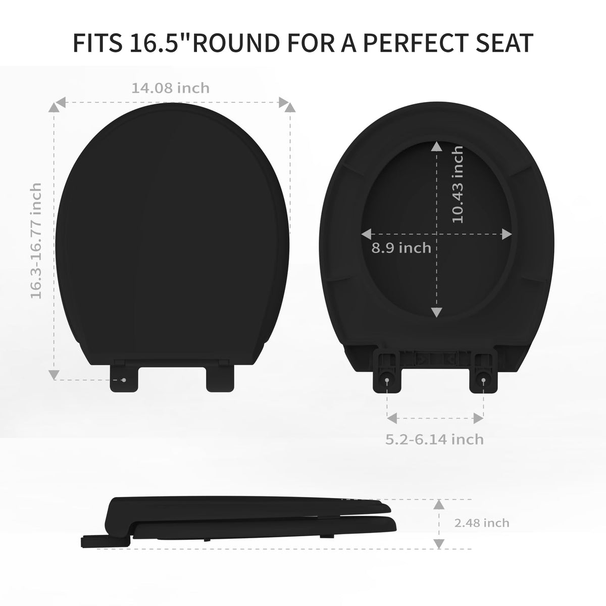 Meydrdou quiet-close black seat reduces noise in daily use
