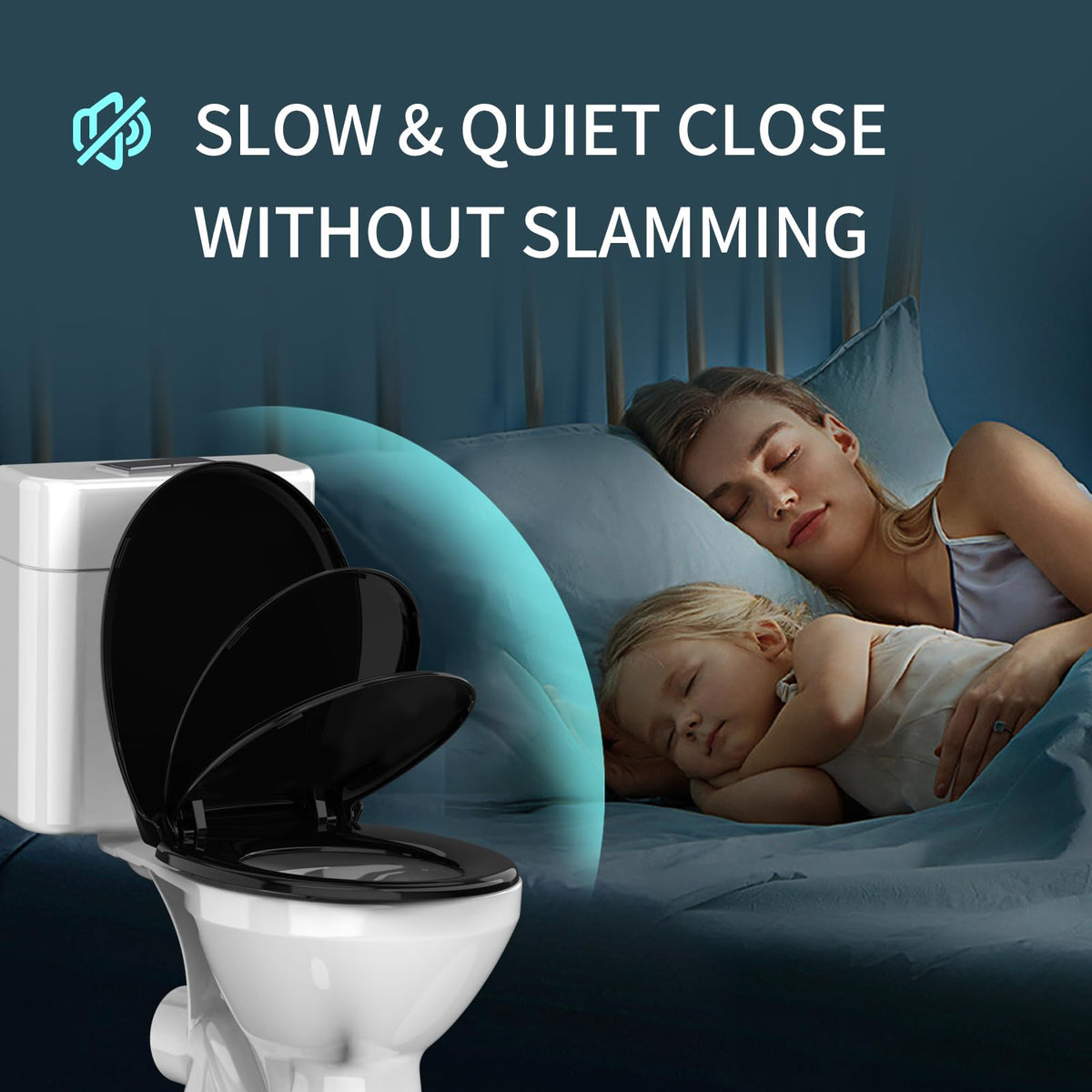 Meydrdou soft-close mechanism in black promotes smooth, controlled closing