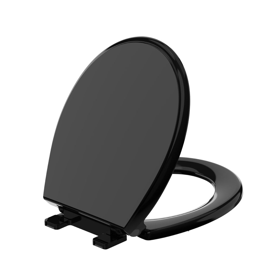 Meydrdou round black toilet seat with soft close for quiet bathroom use