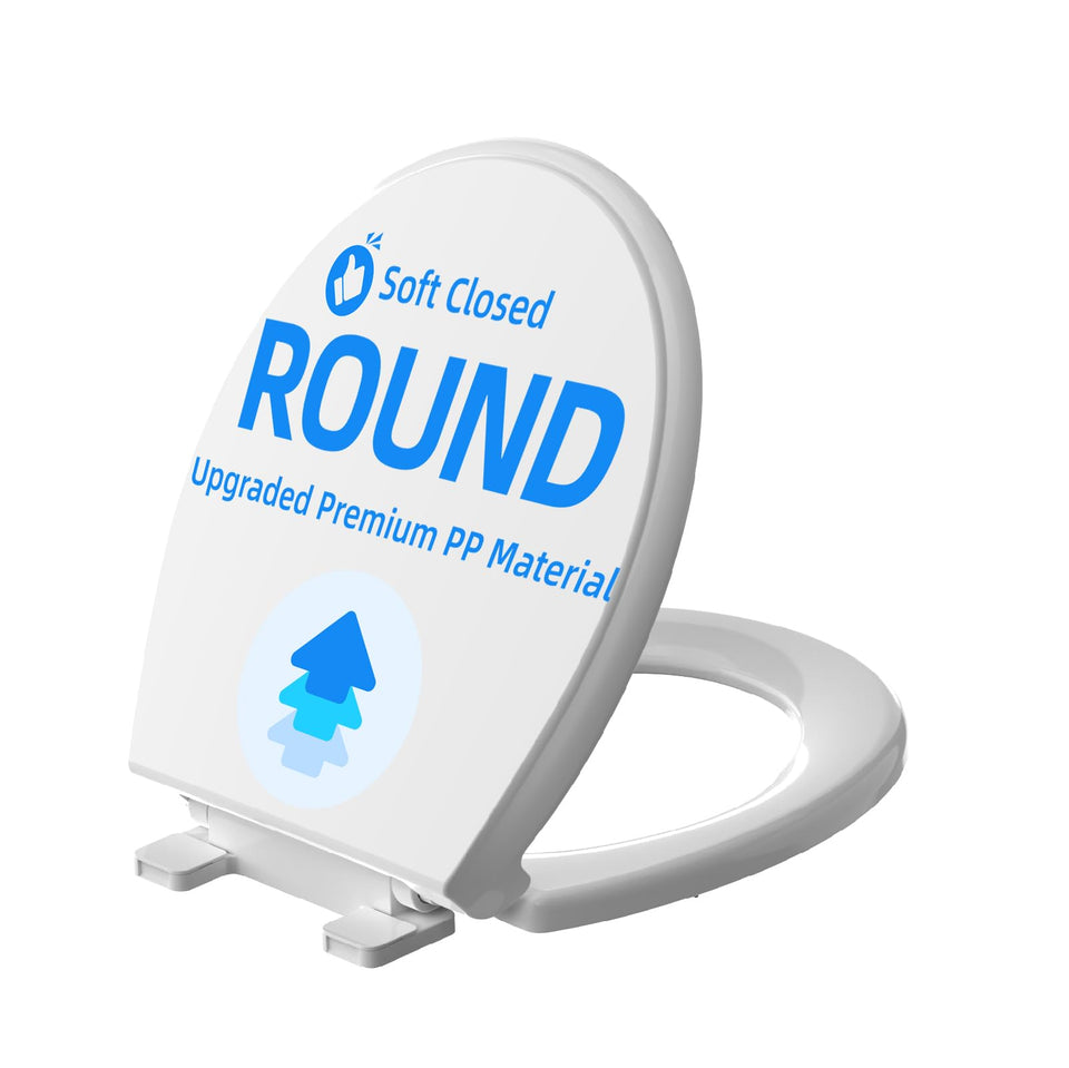 Meydrdou round soft-close toilet seat 16-5inch assembled for easy bathroom setup.
