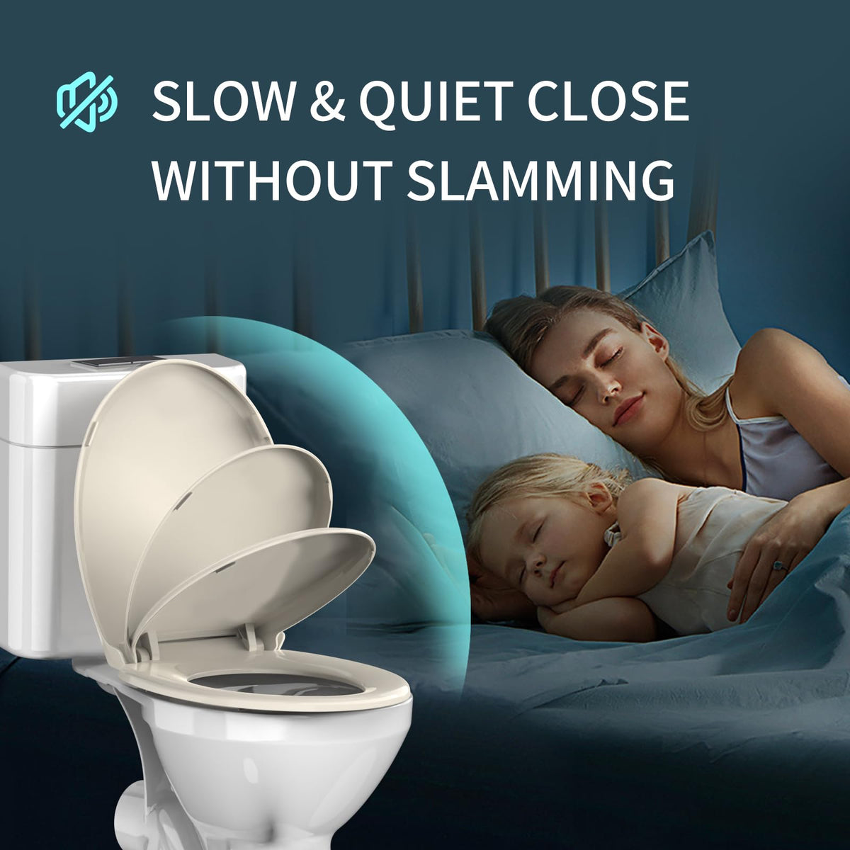 Meydrdou almond toilet seat with bottom fixing for easy installation.