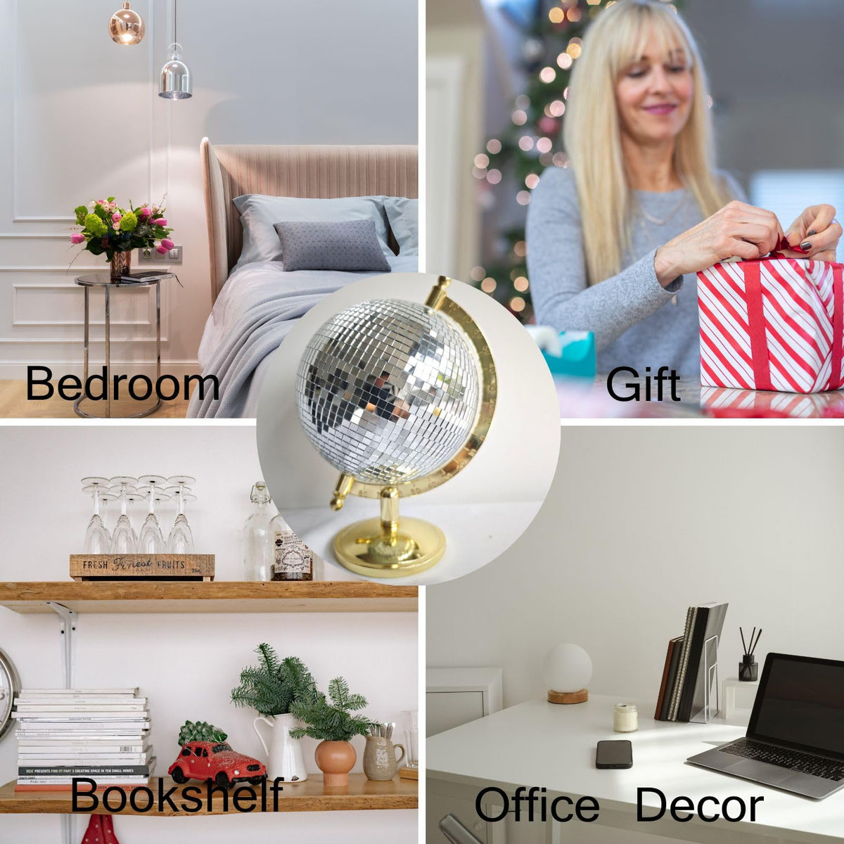 MFGDISCO disco ball globe tabletop display adds modern focal point.